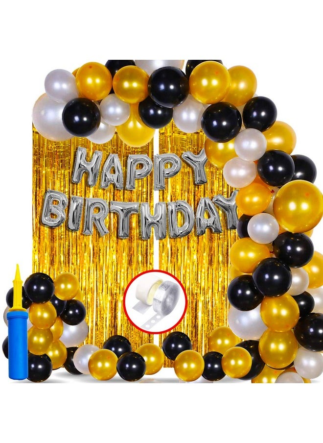 Party Propz Party Propz Happy Birthday Letters Foil, Metallic Balloons Foil Curtain Hand Balloon Pump Decoration Kit - 56Pcs Set for Adult; Kids; Boy; Girl; 25th; 30th; 40th; 50th Kids Birthday Decoration  - Image 1