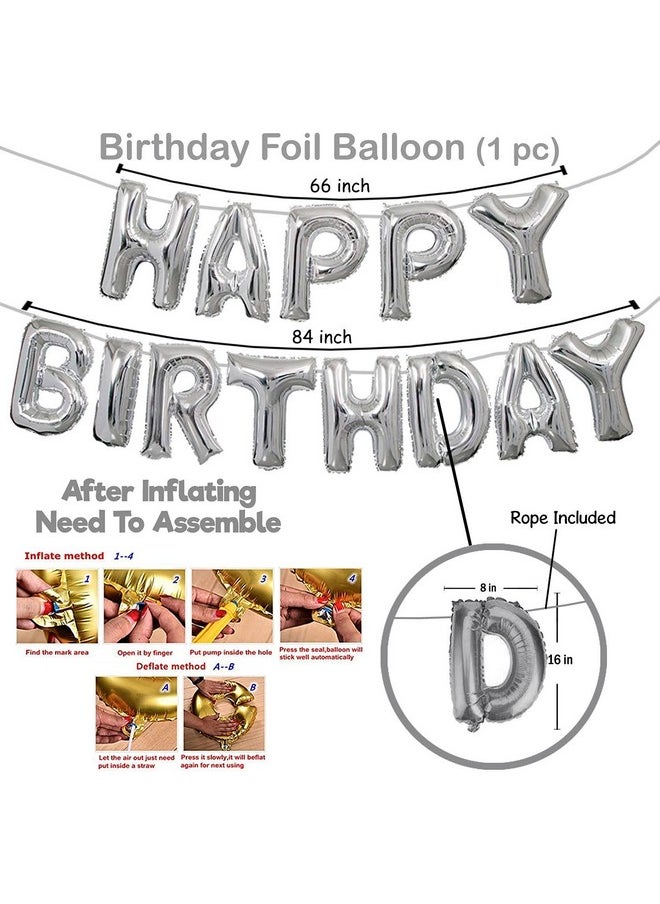Party Propz Party Propz Happy Birthday Letters Foil, Metallic Balloons Foil Curtain Hand Balloon Pump Decoration Kit - 56Pcs Set for Adult; Kids; Boy; Girl; 25th; 30th; 40th; 50th Kids Birthday Decoration  - Image 3