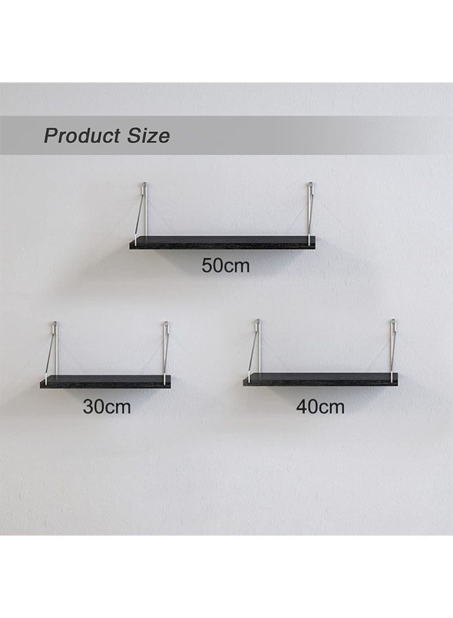 HOMESTAR Floating Wall Shelf,Wall Decorative Corner Shelf,Black Shelf Set of Three,Wall Mounted Wooden Shelf,Fashionable Home Decoration,Suitable for Bedroom/Living Room/Bathroom/Kitchen/Office(30+40+50cm - Image 5