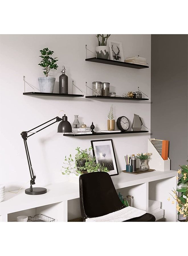 HOMESTAR Floating Wall Shelf,Wall Decorative Corner Shelf,Black Shelf Set of Three,Wall Mounted Wooden Shelf,Fashionable Home Decoration,Suitable for Bedroom/Living Room/Bathroom/Kitchen/Office(30+40+50cm - Image 4