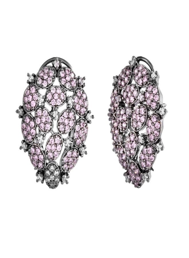 Voylla Sparkling Opulence Lattice Elegance Statement Earrings for Women American Diamond Stud Earrings Womens Day Gift for Women Elegant Festive Jewellery Statement Earrings - Image 1