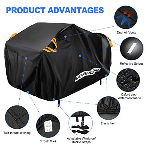 NEVERLAND ATV Cover Oxford Cloth Heavy,Compatible with Polaris Sportsman Yamaha Grizzly Honda FourTrax Kawasaki KFX Wheel Car with Air Vents Reflective Strips and Buckle Straps Length up to 82 inches - Image 3