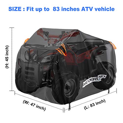NEVERLAND ATV Cover Oxford Cloth Heavy,Compatible with Polaris Sportsman Yamaha Grizzly Honda FourTrax Kawasaki KFX Wheel Car with Air Vents Reflective Strips and Buckle Straps Length up to 82 inches - Image 4