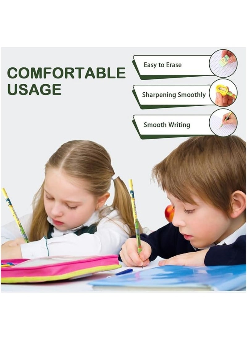 12 Boxes Stationery Set，Back to School Supplies Kit for Kids Including Pencils Eraser Ruler Sharpeners for Students Gifts Classroom Rewards Party Favors (Dinosaur)