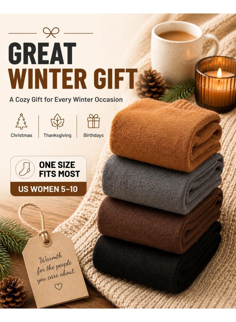 Lynacz Original Women's Warm Knee High Cotton Thermal Socks for Winter, 2 Pair - Image 5