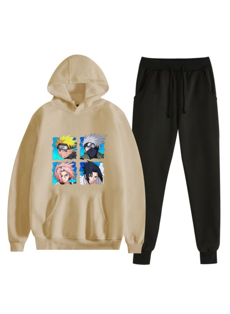 KUYING Naruto Anime Printed Fashion Men's and Women's Hooded Hooded Hoodie Set  - Image 1