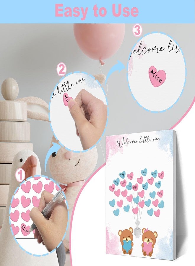 Toerifer Baby Gender Reveal Fingerprint Tree Sign, Baby Shower Guest Book, Baby Gender Reveal Party Ideas, Gender Reveal Keepsake, Baby Shower Canvas Decoration, Bear - Image 4