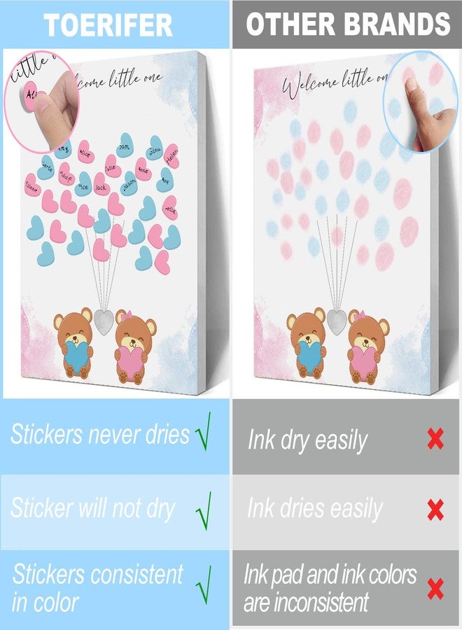 Toerifer Baby Gender Reveal Fingerprint Tree Sign, Baby Shower Guest Book, Baby Gender Reveal Party Ideas, Gender Reveal Keepsake, Baby Shower Canvas Decoration, Bear - Image 3