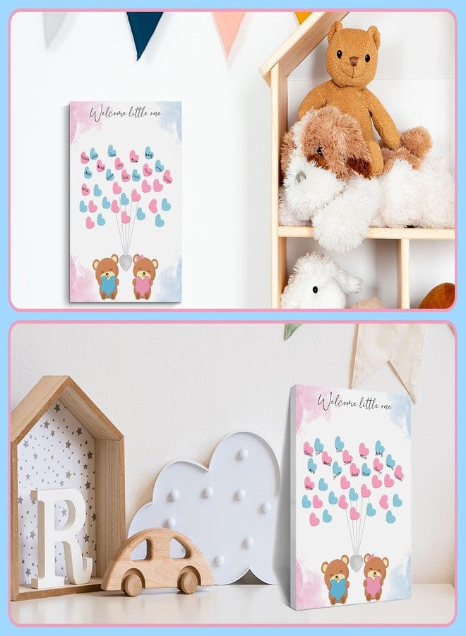 Toerifer Baby Gender Reveal Fingerprint Tree Sign, Baby Shower Guest Book, Baby Gender Reveal Party Ideas, Gender Reveal Keepsake, Baby Shower Canvas Decoration, Bear - Image 5