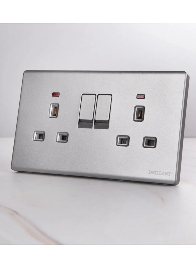 BRILLANT 5Pcs 13A Dual Plug Modern Grey Brilliant  - Image 1