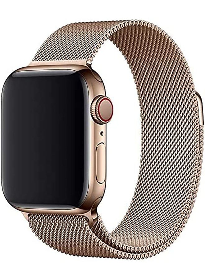 O Ozone - Milanese Loop Strap For Apple Watch Series 10 9 8 7 6 5 4 SE 38/40/41/42mm Single Magnetic Stainless Steel Wristbands Band- Gold - Image 1