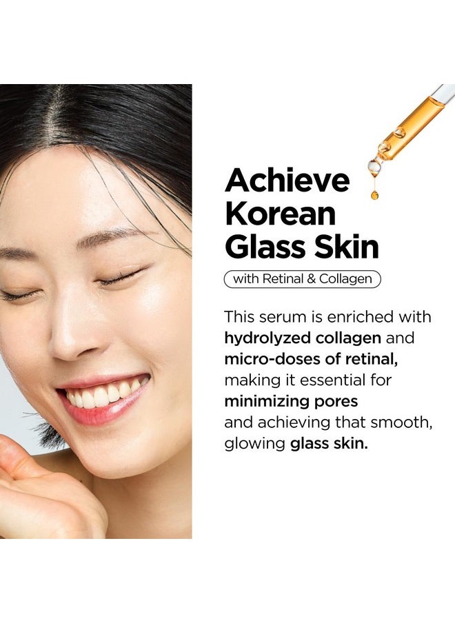 P.CALM P.CALM Retinolagen Ampoule 30ml | Pore Tightening Korean Glass Skin Serum for Retinol Bigginer with Micro Dosing Retinal, Vegan Hydrolyzed Collagen, Bakuchiol, PHA | Vegan Korean Skincare  - Image 2
