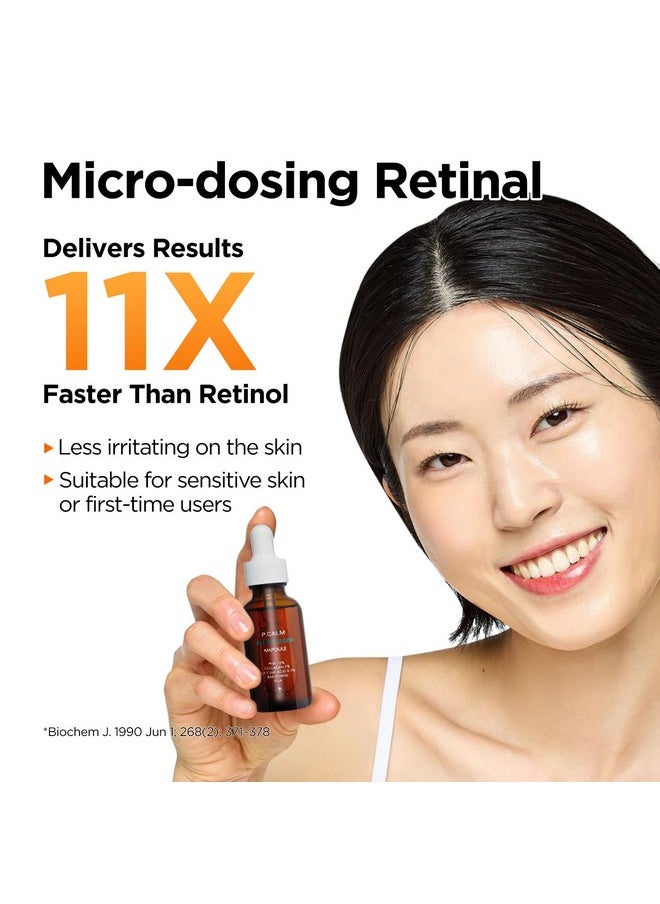 P.CALM P.CALM Retinolagen Ampoule 30ml | Pore Tightening Korean Glass Skin Serum for Retinol Bigginer with Micro Dosing Retinal, Vegan Hydrolyzed Collagen, Bakuchiol, PHA | Vegan Korean Skincare  - Image 4