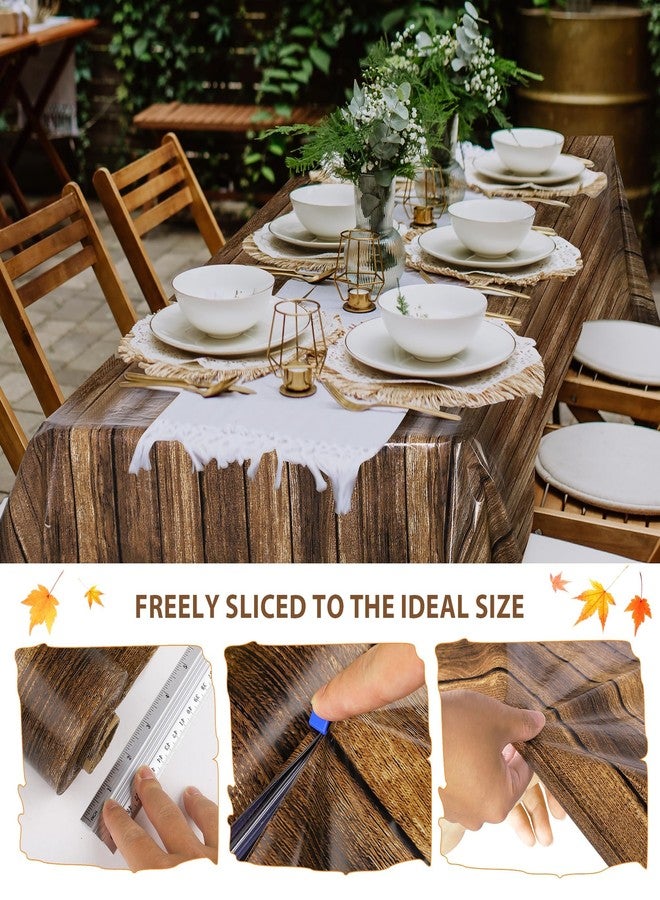 Kochorie 100 Ft x 54 Inch Wood Grain Tablecloth Roll in Slide Cutter Box Disposable Rustic Backdrop Vintage Table Cover Western Themed Bulletin Board Plastic Roll for Barn Birthday Classroom Decor - Image 4