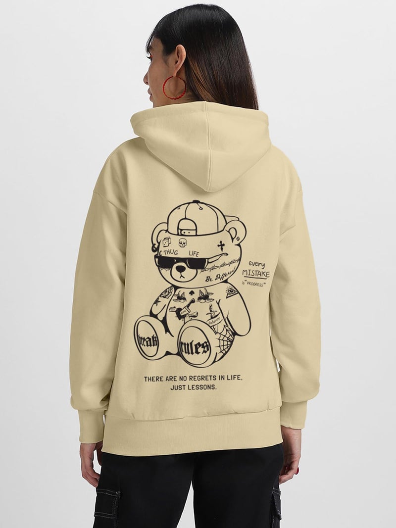 JUNEBERRY® Cotton Fleece Regular Fit Hooded Sweatshirt Lastest Back Graphic Printed Winter Hoodies for Women (W02_BRKRULSTDY_SYBN_M) - Image 5