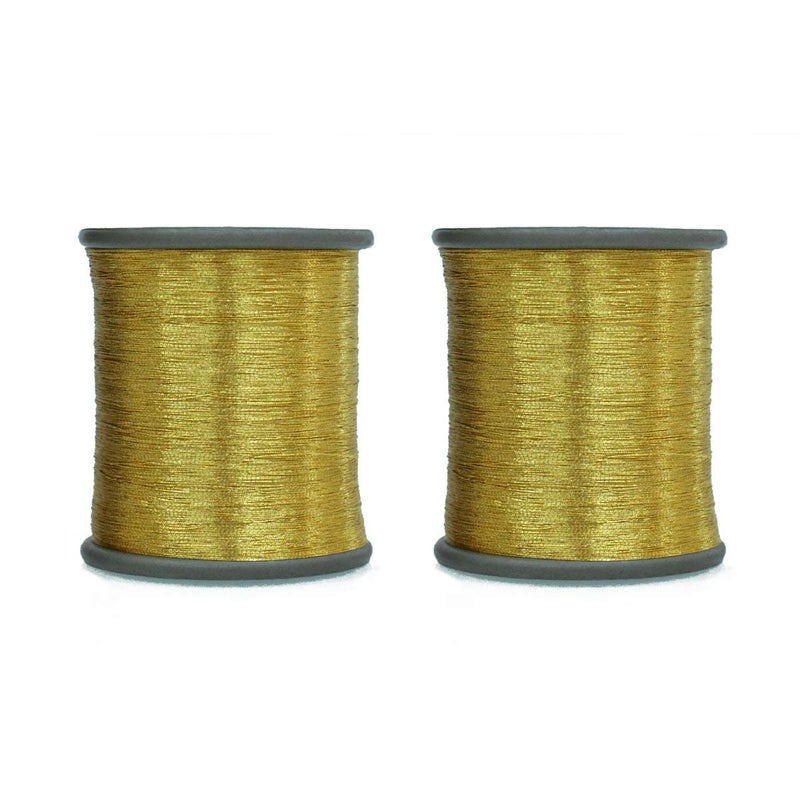Tia Crafts خيوط زري معدنية من تيا للحياكة والتطريز وصنع المجوهرات، 0.1 مم - عبوة من 2 لفة (ذهبي) - Image 1