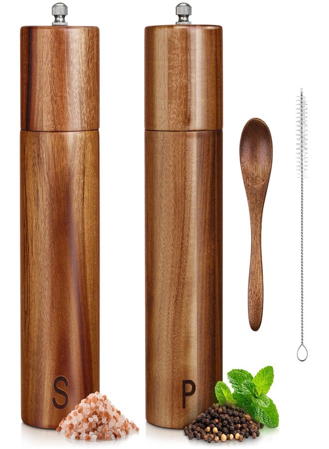 PJCKitchen Tall Wooden Salt and Pepper Grinder Set - 28 g / 1 oz Each, Acacia Wood Mills - Refillable Coarse Grain Salt and Peppercorn Manual Twist Grinders - Modern or Rustic Home Table - by PJC-Kitchen - Image 1