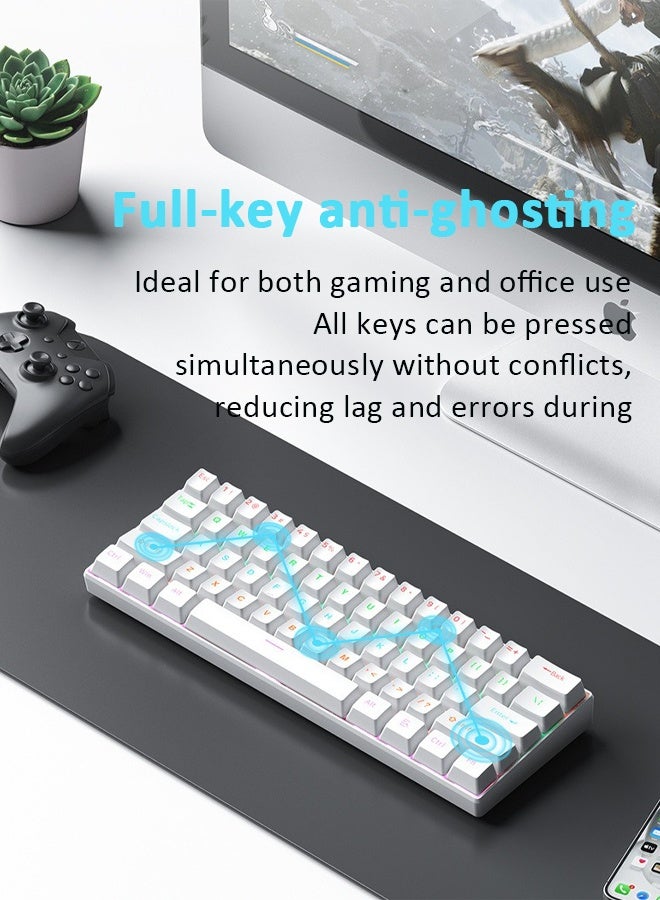 KORAX Mechanical Gaming Keyboard, Hot-Swappable RGB Backlighting, 61-Key Esports, 60% Compact Size, Detachable Keycaps & Cable, Wired, Compatible with PC/Mac, Gaming Keyboard & Office Keyboard, Portable for Travel, White - Image 4