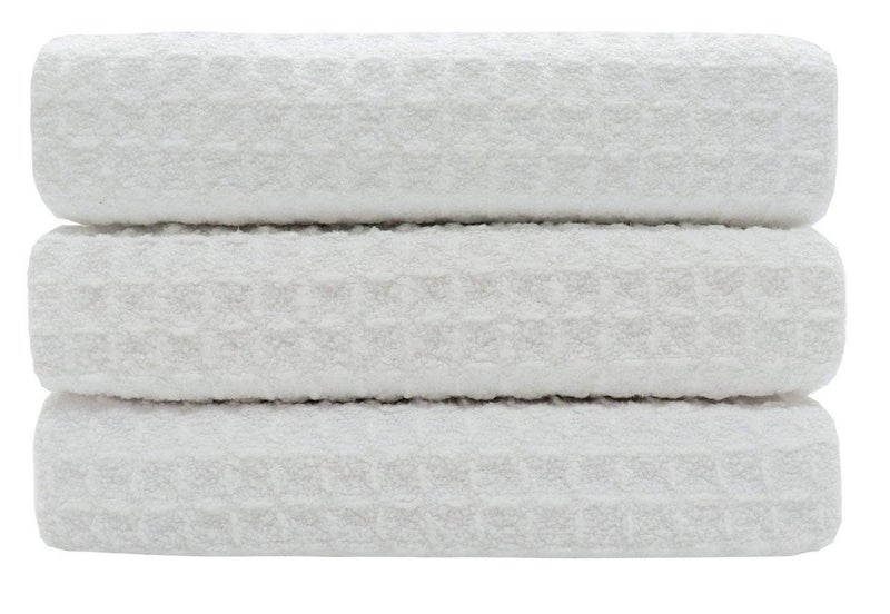 VeraSong Waffle Weave Kitchen Towels Thick Microfiber Dish Drying Towels Absorbent Tea Towels Hand Towel Lint Free 16Inch x 24Inch 3 Pack White - Image 2