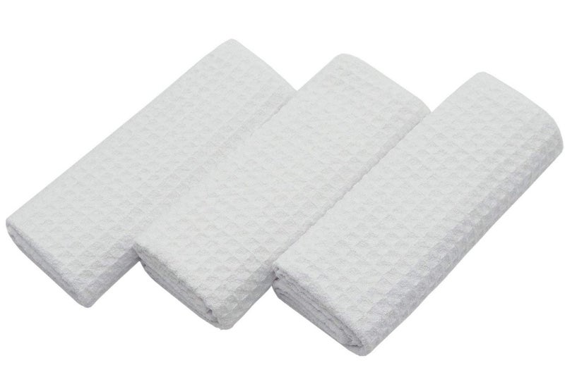 VeraSong Waffle Weave Kitchen Towels Thick Microfiber Dish Drying Towels Absorbent Tea Towels Hand Towel Lint Free 16Inch x 24Inch 3 Pack White - Image 3