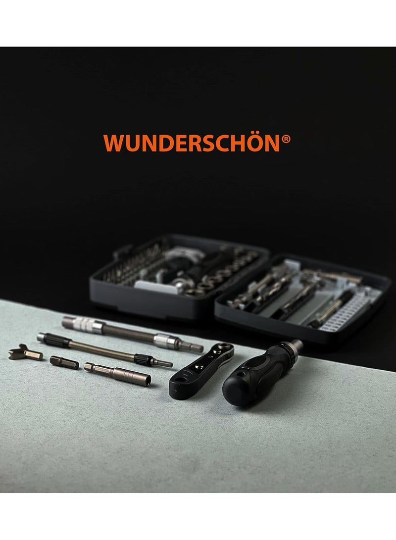 WUNDERSCHÖN WUNEDRSCHÖN Set Of 68 Pieces Reattaching Screwdriver And Ratchet Reattchable Bits And Socket Maintenance Tool Suitable to Repair Bikes  Motors Appliances  Households  - Image 5
