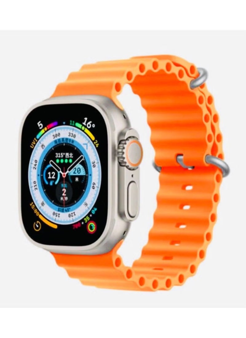 Generic - New 2023 Ultra Smart Watch, 8 series Largest and Brightest Display, loud SpeakerWith Video Controlling Assistant,Calling,Sports made,BIGGER SCREEN SHOW MORE 2pc (Black and Orange) - Image 1