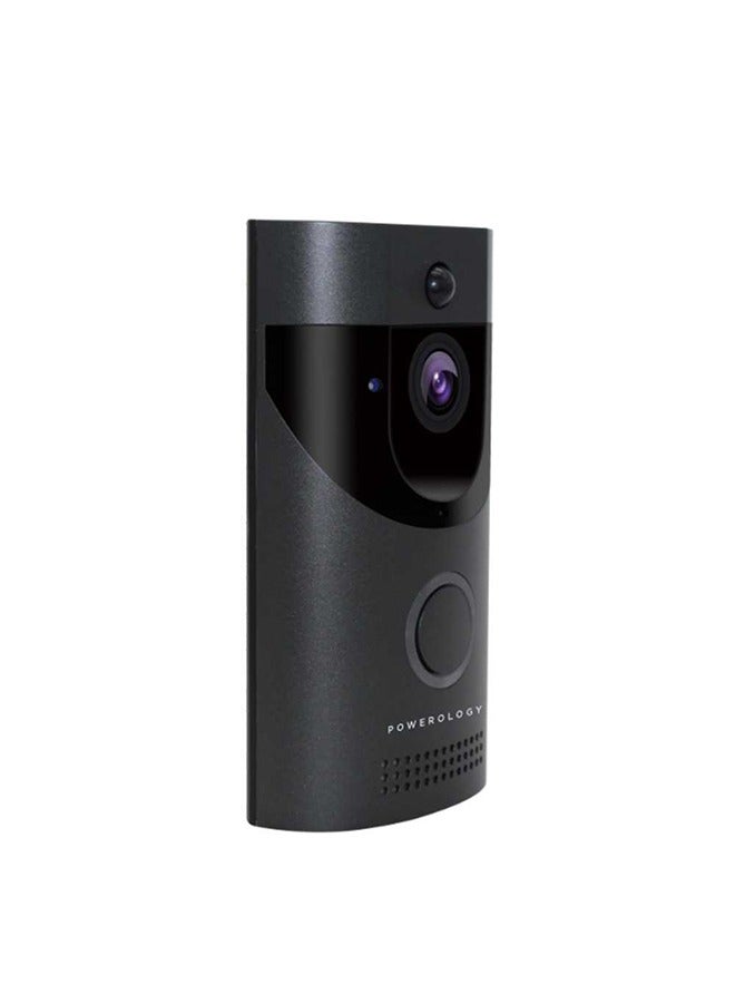 Powerology Smart Video Door bell with WiFi Connection & Night Vision / Water Resistant IPX4 / Motion Sensor F37 / Wide Angle 166 / IOS,Android APP / Up To 32G / Two Way Talk - Black - Image 2
