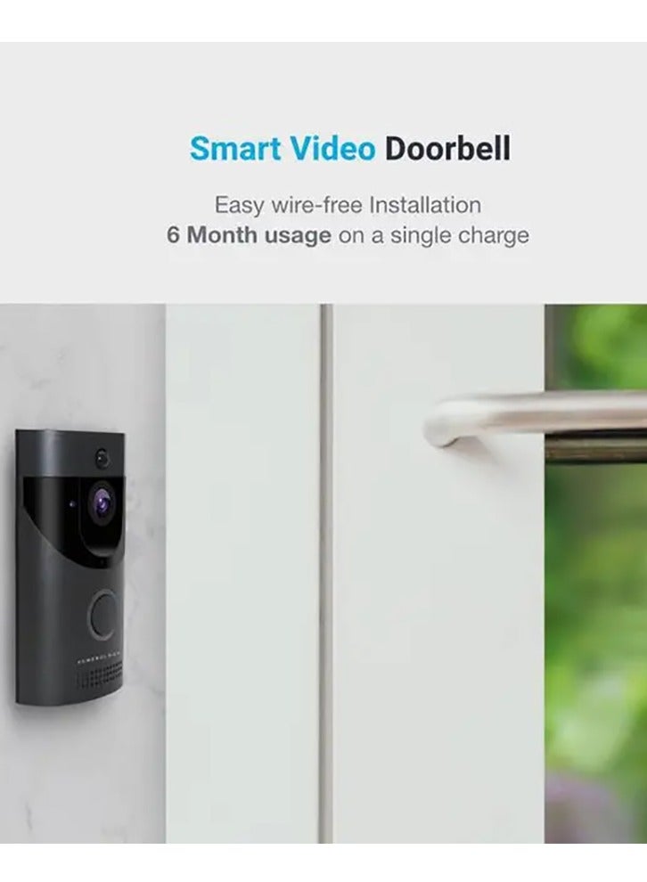 Powerology Cordless Smart Video Doorbell with WiFi, Night Vision, Motion Sensor F37, 166° Wide Angle, Two-Way Talk, IPX4 Water Resistance, Anti-Theft, Ideal for Home, Office, Apartment, Hotel, Warehouse, IOS/Android App, Up to 32GB Storage – Black - Image 2