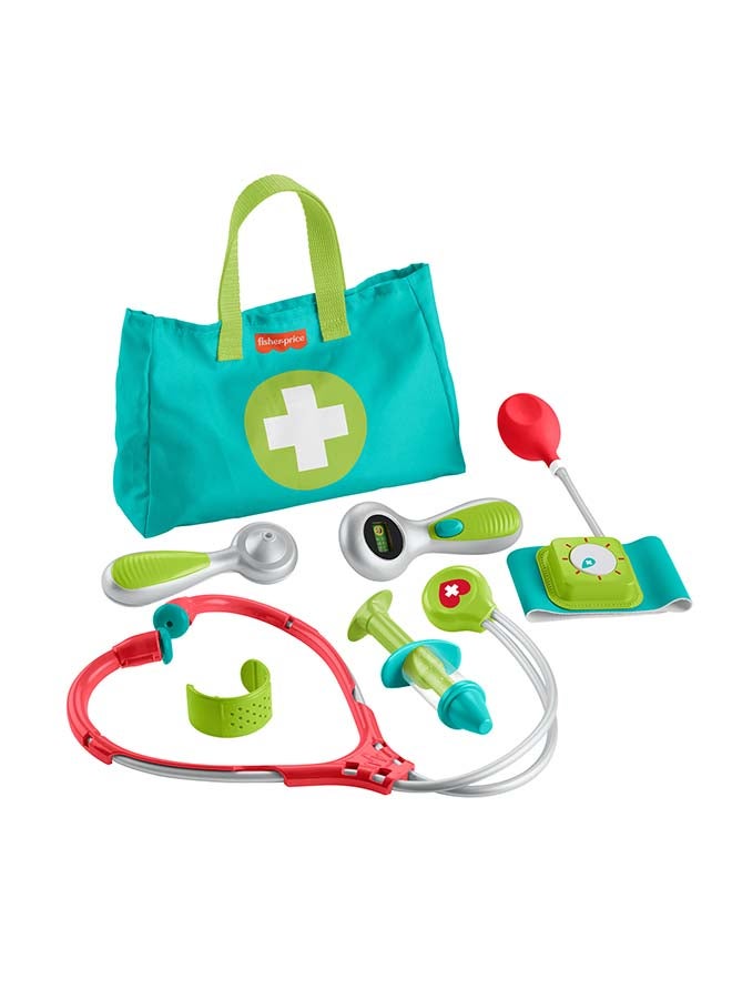 Fisher-Price Preschool Pretend Play Medical Kit 7-Piece Doctor Bag Dress Up Toys for Kids Ages 3+ Years - Image 1