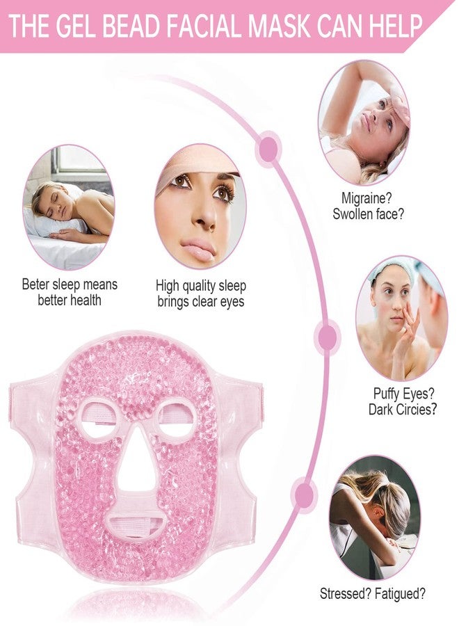 SEIWEHIDO Ice Face Mask Reusable and Cold Gel Eye Mask for Puffiness, Dark Circles, Bags, Dry Eyes, Headaches, Migraines, Stress Relief - Ice Pack for Face (Pink) - Image 2