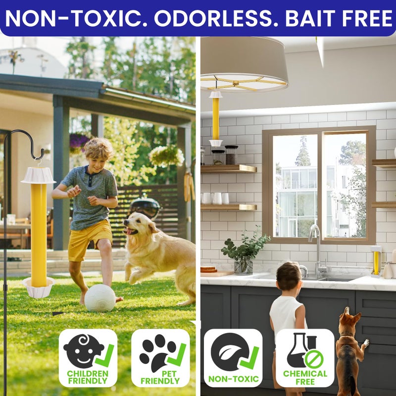 BugBane Fly Stick Sticky Fly Traps for Indoors Outdoor 6pk. Non-Toxic Super Sticky Hanging Flies Catcher Paper Tape Strips for Home. Catches All Bugs and gnats. Indoor Outdoor House Flying Insect Trap - Image 4