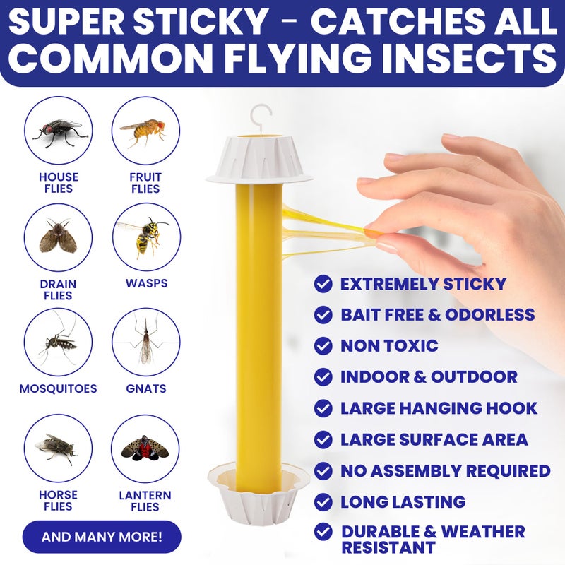 BugBane Fly Stick Sticky Fly Traps for Indoors Outdoor 6pk. Non-Toxic Super Sticky Hanging Flies Catcher Paper Tape Strips for Home. Catches All Bugs and gnats. Indoor Outdoor House Flying Insect Trap - Image 2