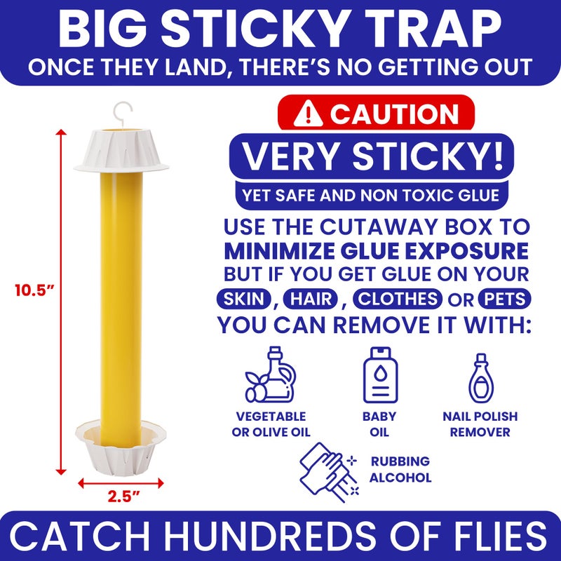 BugBane Fly Stick Sticky Fly Traps for Indoors Outdoor 6pk. Non-Toxic Super Sticky Hanging Flies Catcher Paper Tape Strips for Home. Catches All Bugs and gnats. Indoor Outdoor House Flying Insect Trap - Image 5