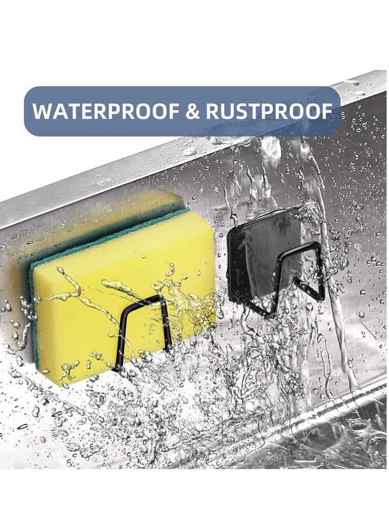 NIBEMINENT 2pcs Kitchen Sink Sponge Rack, Non-punching Paste Dishwasher Drain Stainless Steel Waterproof Strong Adhesive Pot Cover Cutting Board, and Other Kitchenware Storage Rack (Black) - Image 4