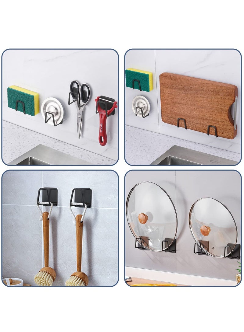 NIBEMINENT 2pcs Kitchen Sink Sponge Rack, Non-punching Paste Dishwasher Drain Stainless Steel Waterproof Strong Adhesive Pot Cover Cutting Board, and Other Kitchenware Storage Rack (Black) - Image 2