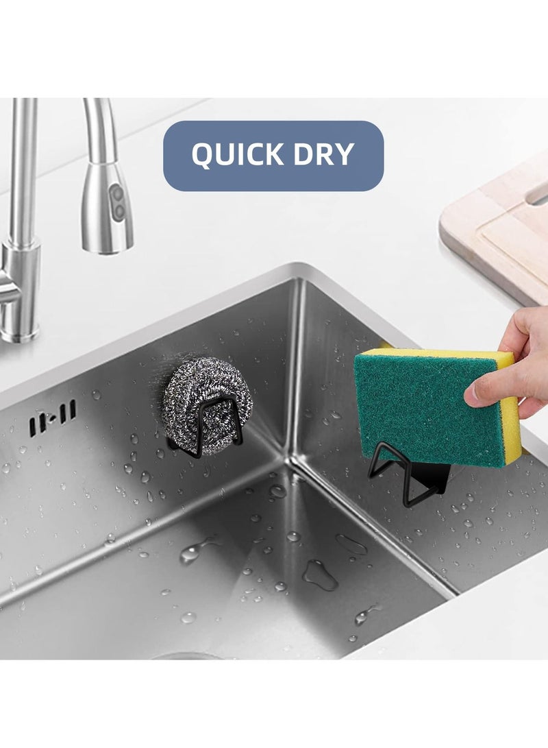 NIBEMINENT 2pcs Kitchen Sink Sponge Rack, Non-punching Paste Dishwasher Drain Stainless Steel Waterproof Strong Adhesive Pot Cover Cutting Board, and Other Kitchenware Storage Rack (Black) - Image 5