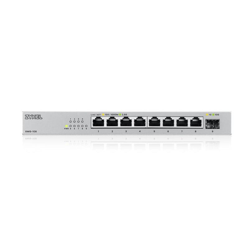 Zyxel 8 Port 2.5Gb Switch | Multi-Gig Unmanaged | 1x 10G SFP+ Uplink | Plug & Play | Fanless | Desktop or Wall Mount | Ethernet Network Splitter Hub [XMG-108] - Image 2