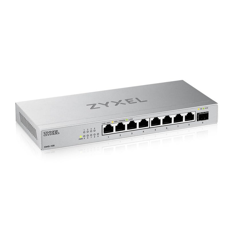 Zyxel 8 Port 2.5Gb Switch | Multi-Gig Unmanaged | 1x 10G SFP+ Uplink | Plug & Play | Fanless | Desktop or Wall Mount | Ethernet Network Splitter Hub [XMG-108] - Image 1