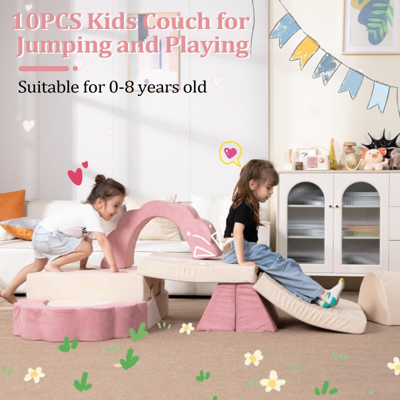 LOAOL Kids Couch 10PCS, Modular Kids Play Couch, Multifunctional Foam Toddler Sofa, Imaginative Convertible Play Sofa for Playroom - Image 3