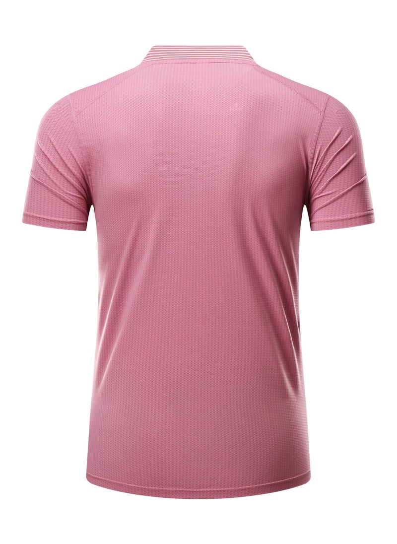 Loquat Men Quick Dry Breathable Elastic T-Shirt Pink  - Image 2