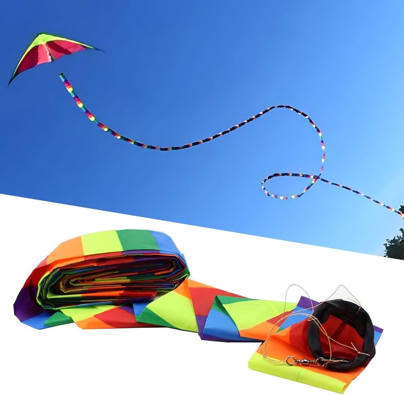 C COMCROSFLY Rainbow Kite Tube Tail Outdoor Windsock with Connector, 65-Feet Kite Tail - Image 1