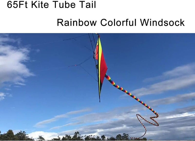 C COMCROSFLY Rainbow Kite Tube Tail Outdoor Windsock with Connector, 65-Feet Kite Tail - Image 4
