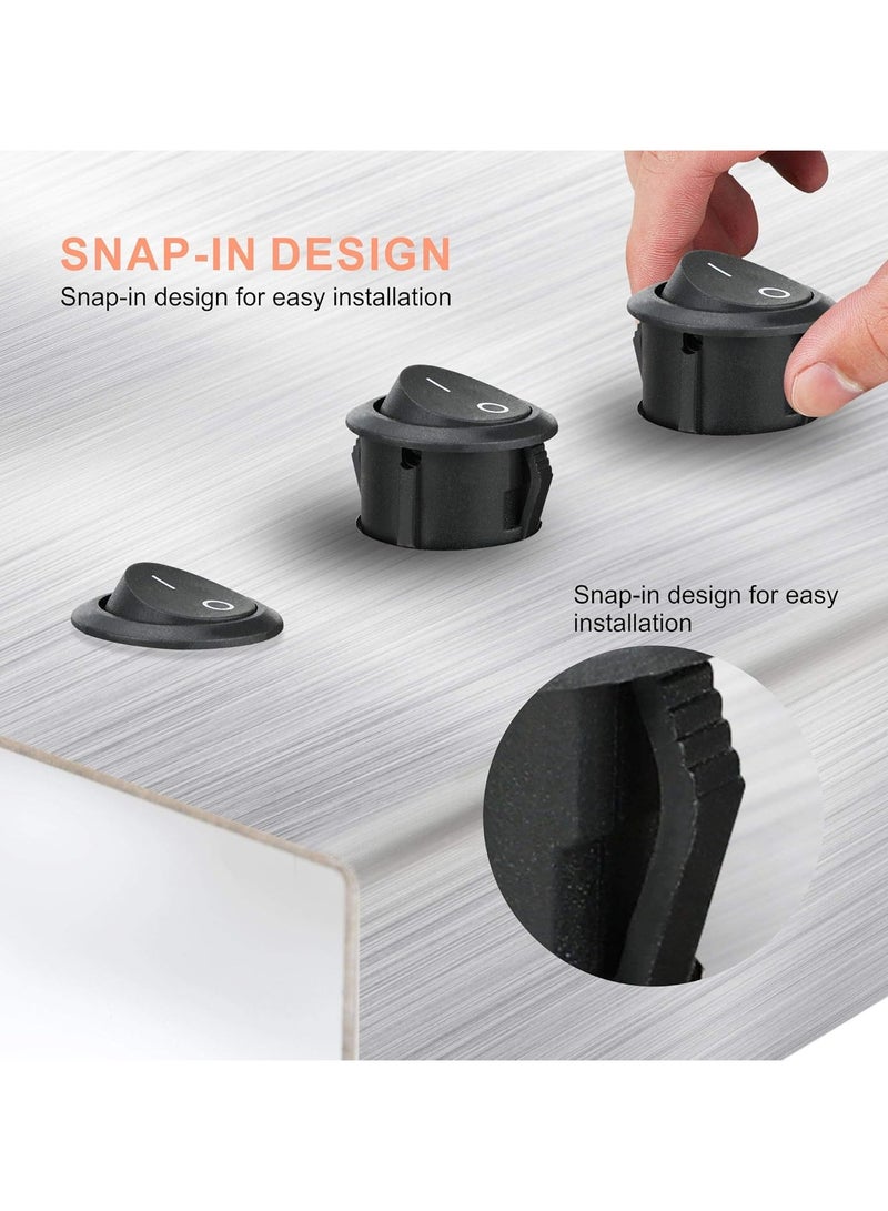 Loquat 10Pcs Rocker Switch ON Off KCD1 Mini Round Toggle Switch SPST 2Pin Snap-in Design Car Boat Automotive with Wires Pre-Wired AC 6A/250V 10A/125V 12VDC - Image 2