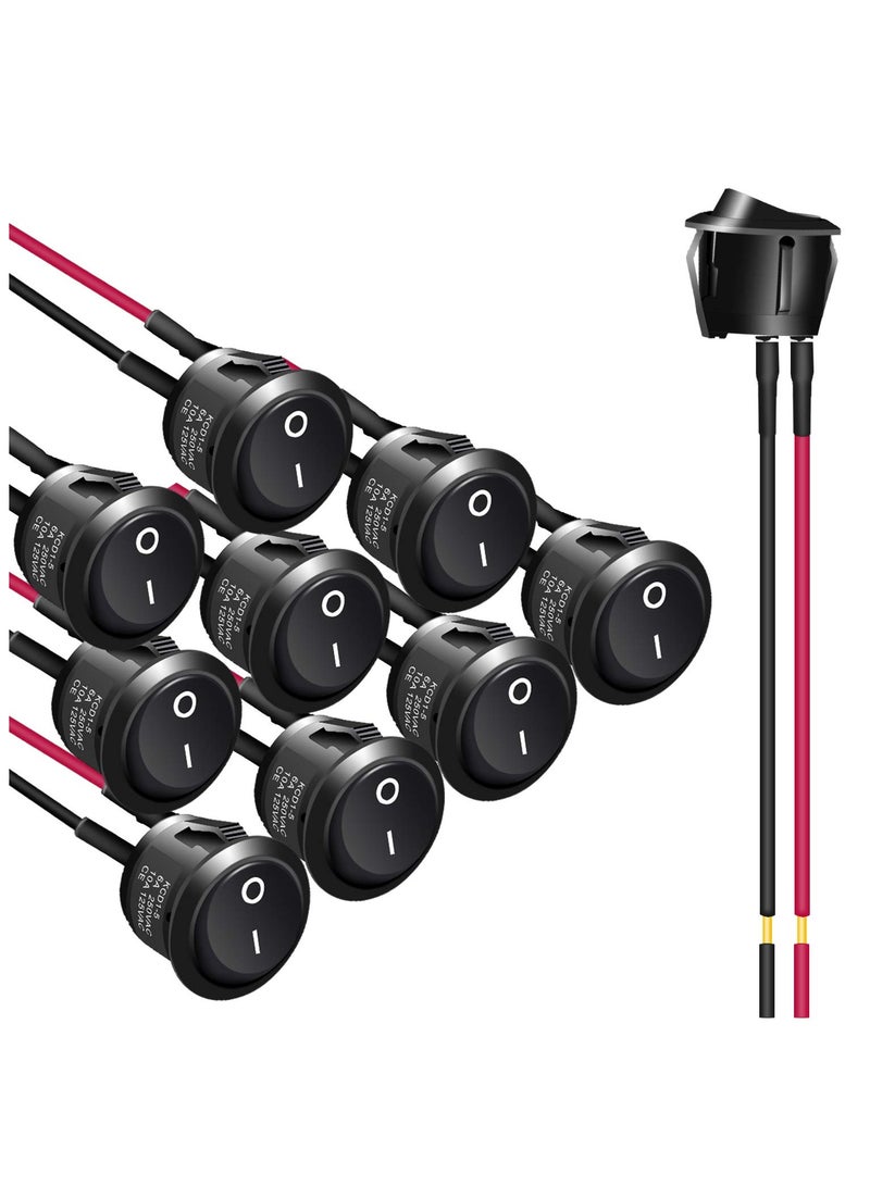 Loquat 10Pcs Rocker Switch ON Off KCD1 Mini Round Toggle Switch SPST 2Pin Snap-in Design Car Boat Automotive with Wires Pre-Wired AC 6A/250V 10A/125V 12VDC - Image 1