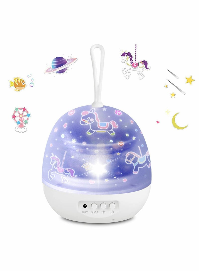 SYOSI Night Light Projector, Silent Star Lights Rotaing Projector Galaxy Projector Light for Baby Kids Bedroom with 4 Projection Films 15 Colors, White - Image 1