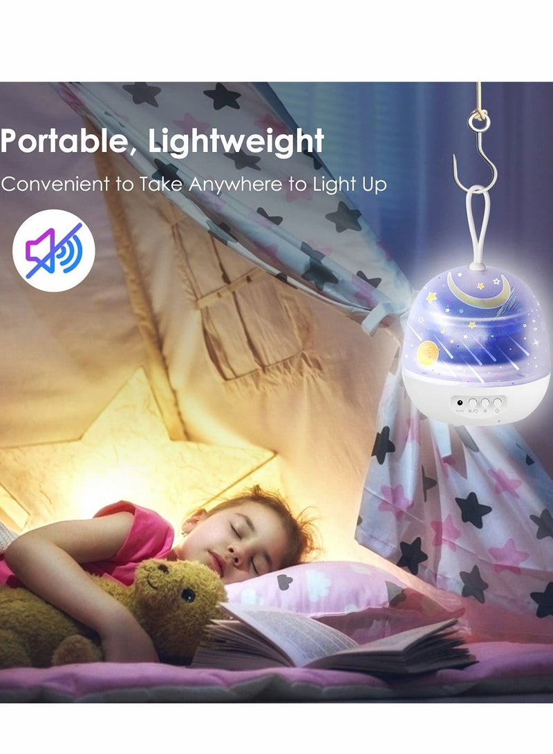 SYOSI Night Light Projector, Silent Star Lights Rotaing Projector Galaxy Projector Light for Baby Kids Bedroom with 4 Projection Films 15 Colors, White - Image 5