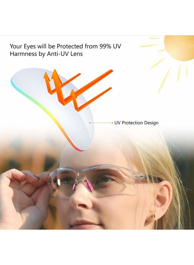 SAFEYEAR Women Safety GlAnti Fog Lens,HD Clear Scratch Resistant Work Glwith Adjustable Straps for Lady, No-Slip Grips,VU Protection for DIY, Lab, Welding,Chemistry(Pink) - Image 5