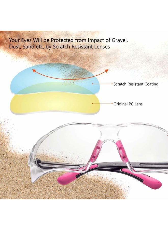 SAFEYEAR Women Safety GlAnti Fog Lens,HD Clear Scratch Resistant Work Glwith Adjustable Straps for Lady, No-Slip Grips,VU Protection for DIY, Lab, Welding,Chemistry(Pink) - Image 3