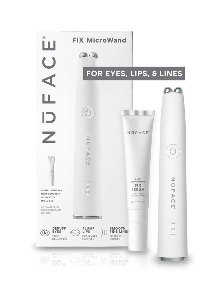Nuface جهاز نوفيس FIX مايكرو واند للعناية بالوجه بتقنية المايكروكرنت - علاج للعيون، الشفاه والخطوط مع مُنشط السيروم - أداة لتكبير الشفاه وتقليل الانتفاخ تحت العينين وتقليل التجاعيد وخطوط الابتسامة مع 3 أوضاع متنقلة - Image 1