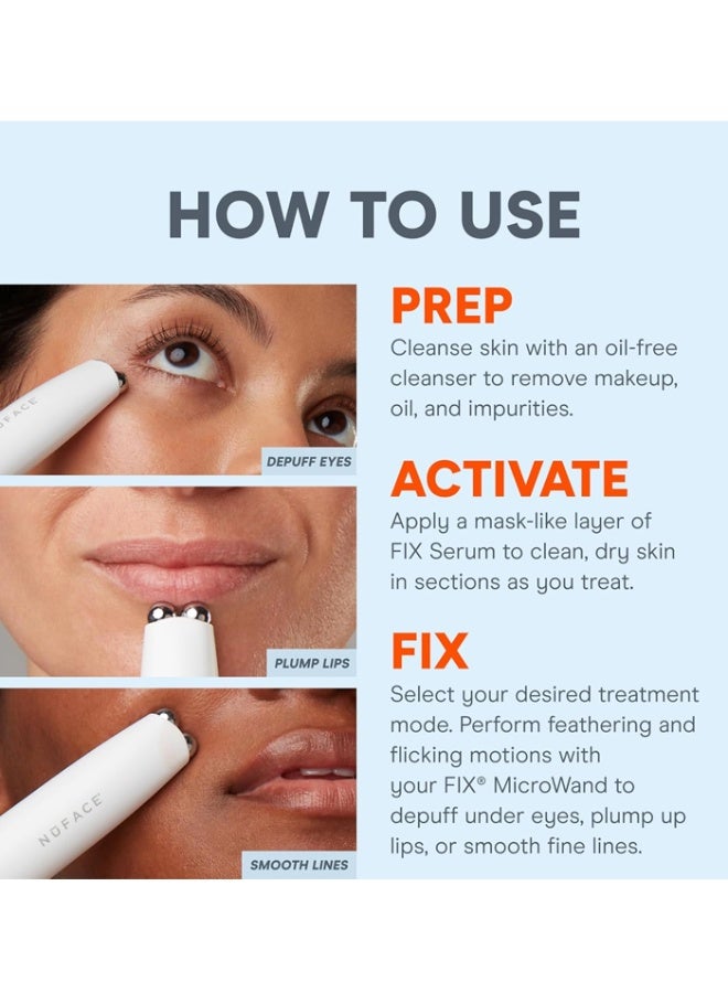 Nuface جهاز نوفيس FIX مايكرو واند للعناية بالوجه بتقنية المايكروكرنت - علاج للعيون، الشفاه والخطوط مع مُنشط السيروم - أداة لتكبير الشفاه وتقليل الانتفاخ تحت العينين وتقليل التجاعيد وخطوط الابتسامة مع 3 أوضاع متنقلة - Image 3